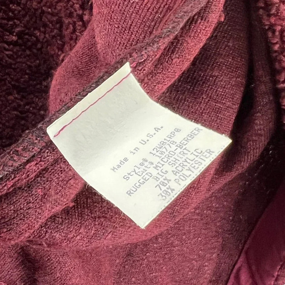 True Grit Shirt Womens Size M Deep Pile Fleece Button Up Long Sleeve Burgundy - Picture 9 of 11